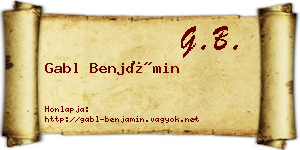 Gabl Benjámin névjegykártya